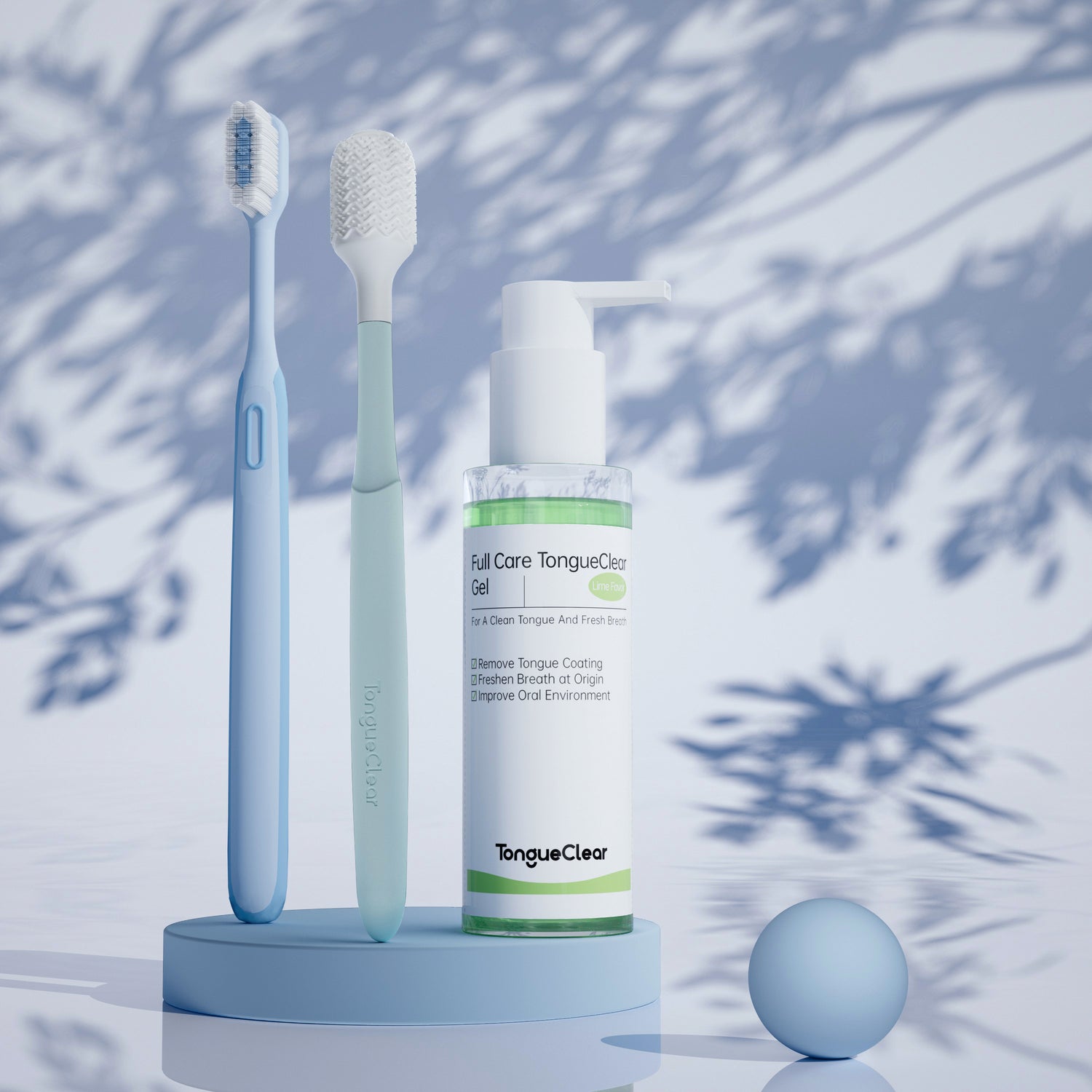 Tongueclear Oral Mucosa Cleaner and Toothbrush Set, Minty-Lime Lysozyme Toothpaste