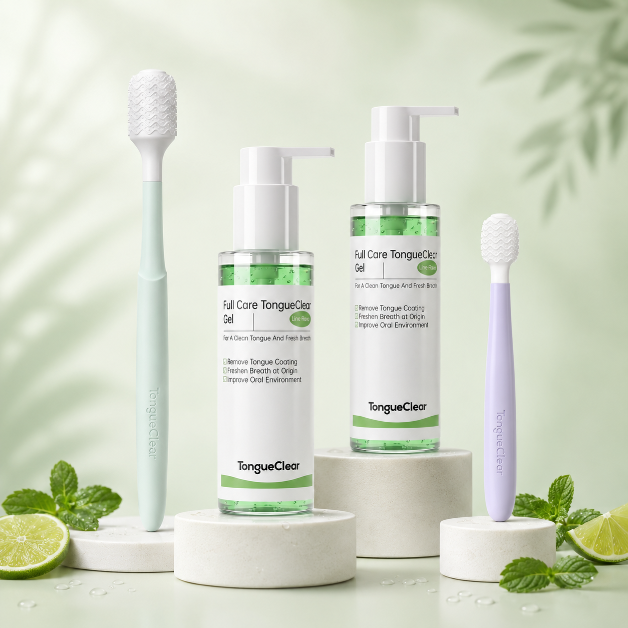 TongueClear Gentle Tongue Scraper & Oral Mucosal Brush for Bad Breath, Tongue Coating and Fresh Breath