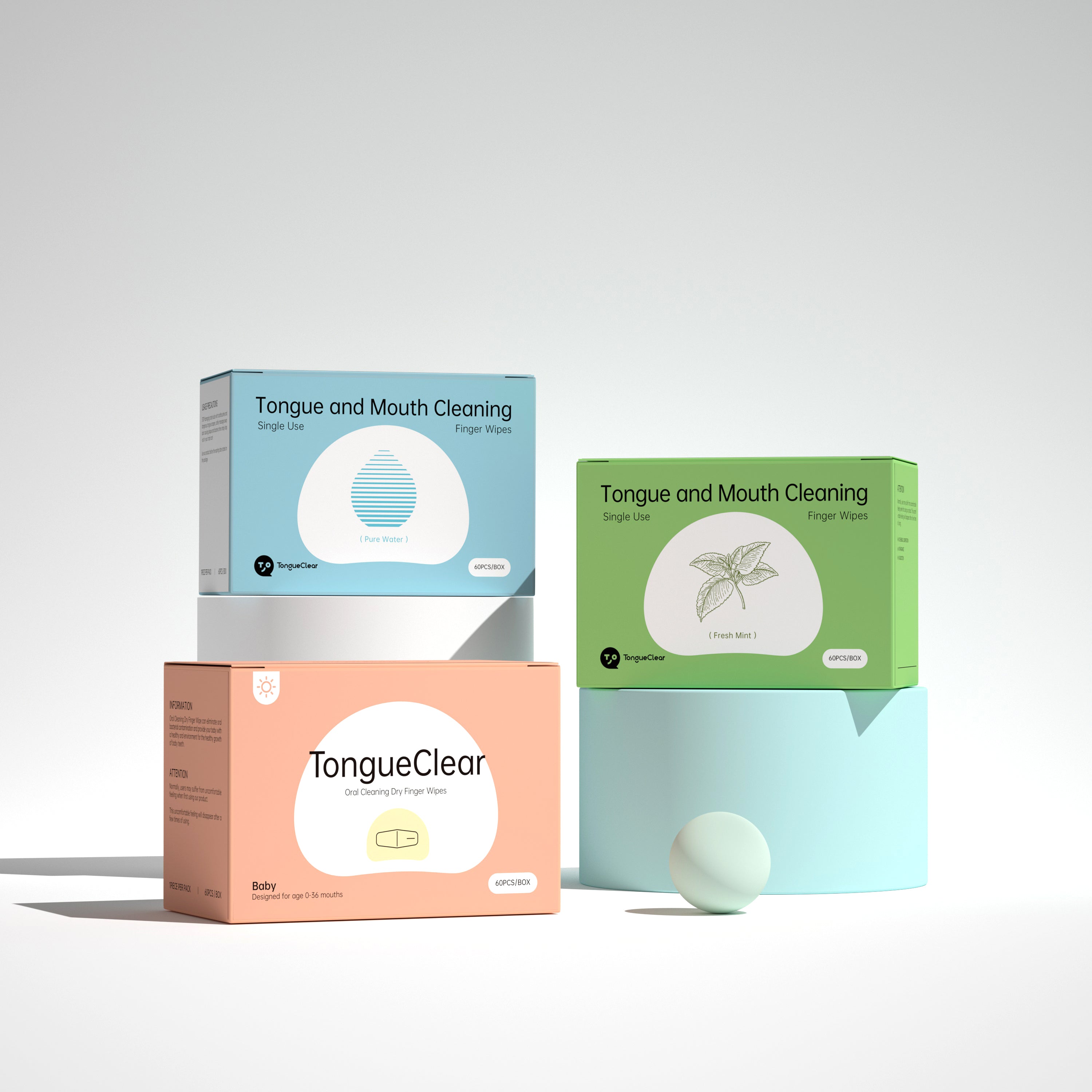Tongueclear Oral Cleaning Finger Wipes, Pure Water