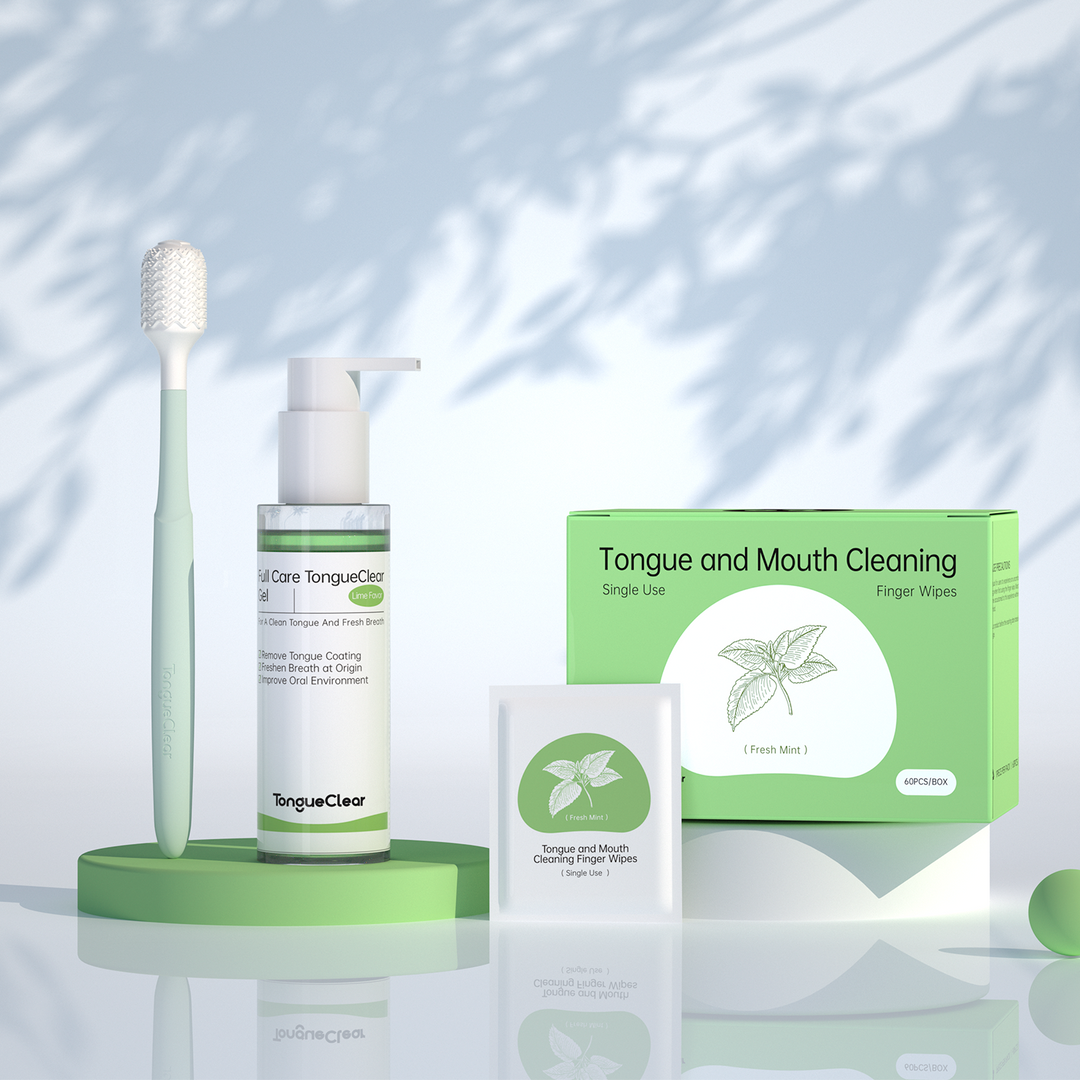 Oral Cleaner Set and Oral Cleaning Finger Wipes, Fresh Mint/Pure Water 60PCS
