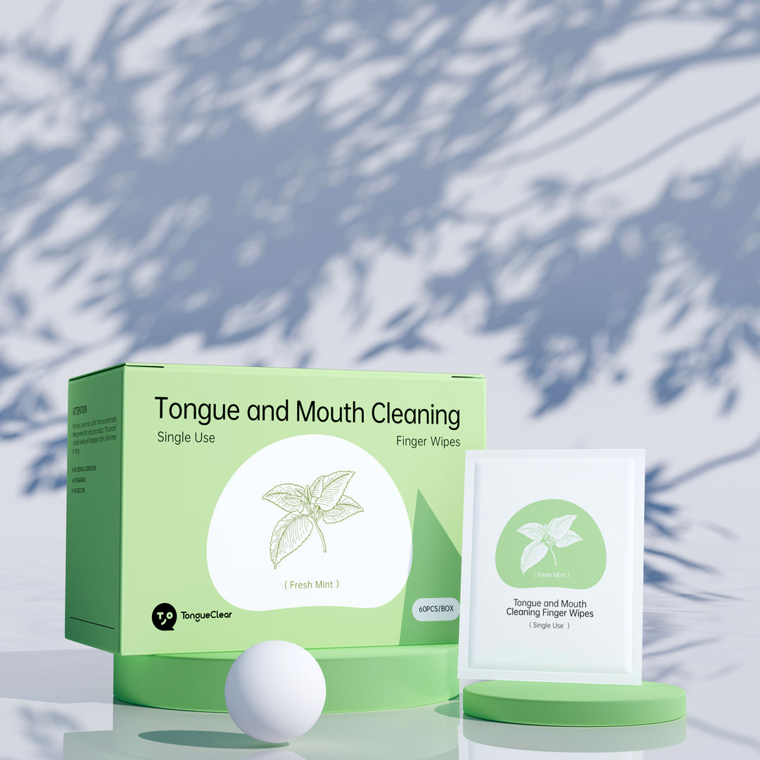 Tongueclear Adults Oral Cleaning Finger Wipes, Mint Flavor, 60PCS