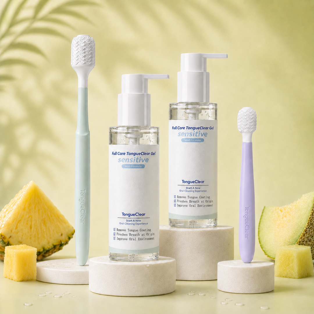 TongueClear Gentle Tongue Scraper & Oral Mucosal Brush for Bad Breath, Mouthwash&Tongue Gel,Tongue Coating and Fresh Breath