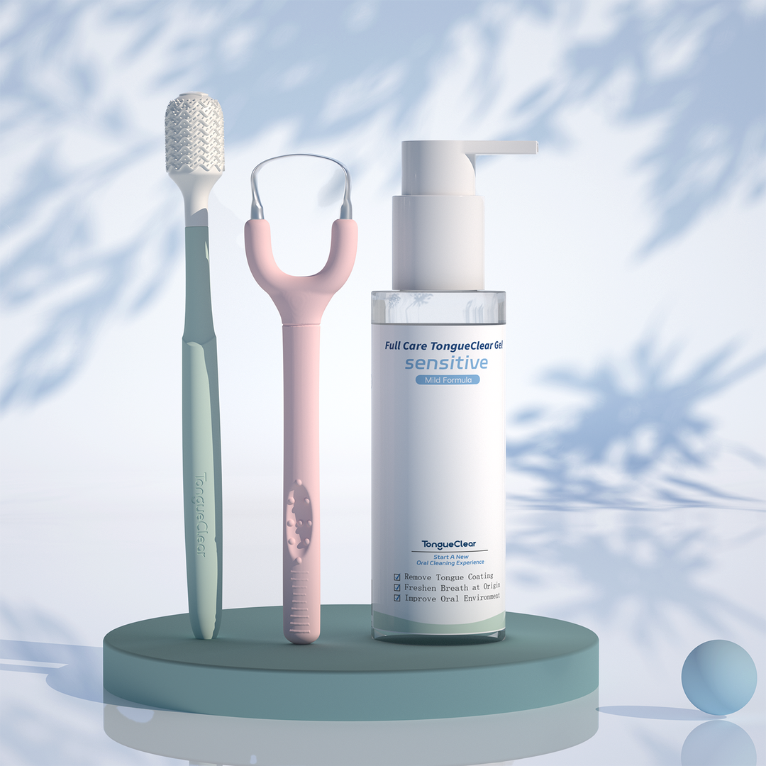 Tongue Scraper and Oral Cleaner Set, Thick Tongue Coating, Minty-Lime Lysozyme Toothpaste